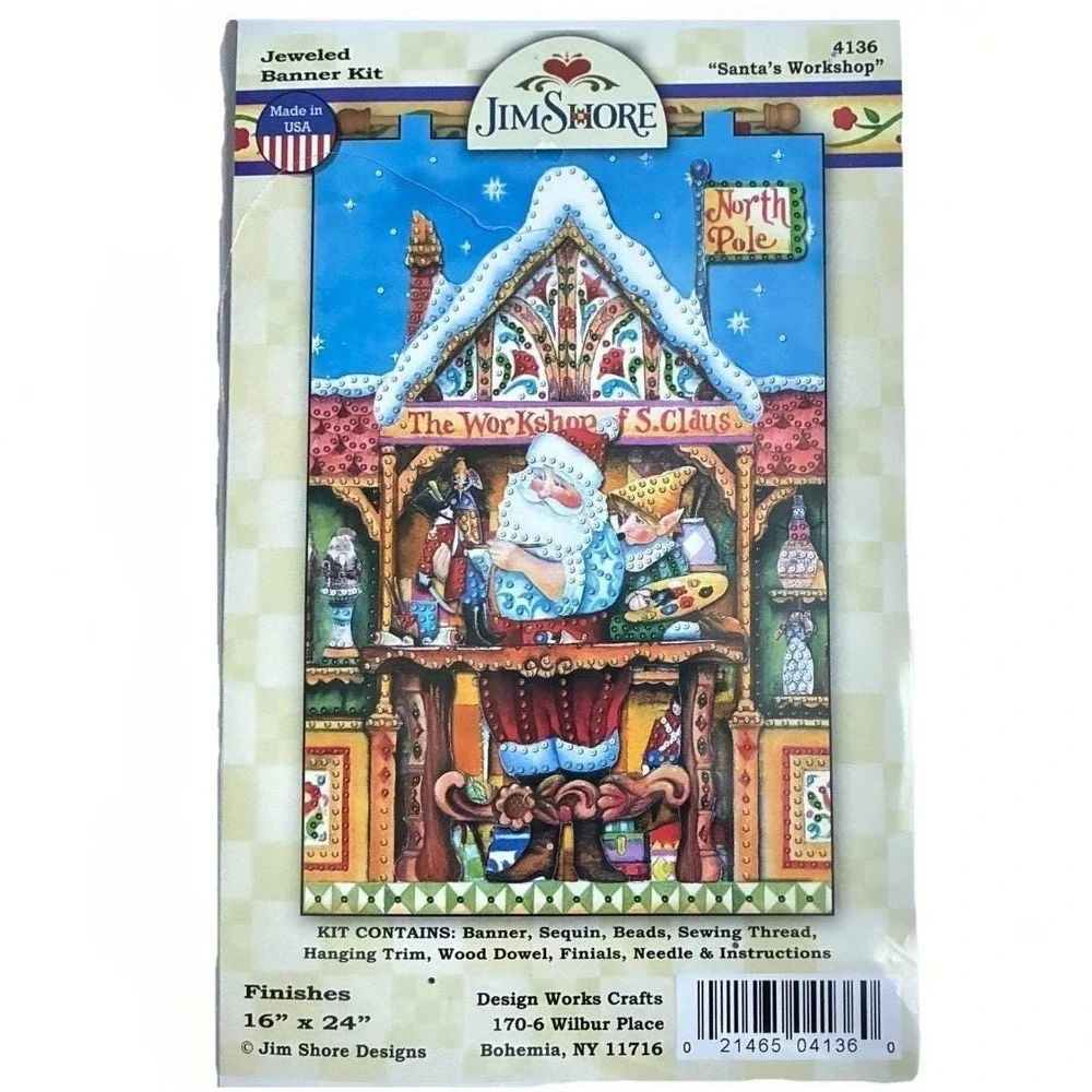 Jim Shore Santa's Workshop‎ Jeweled Banner Kit 16x24